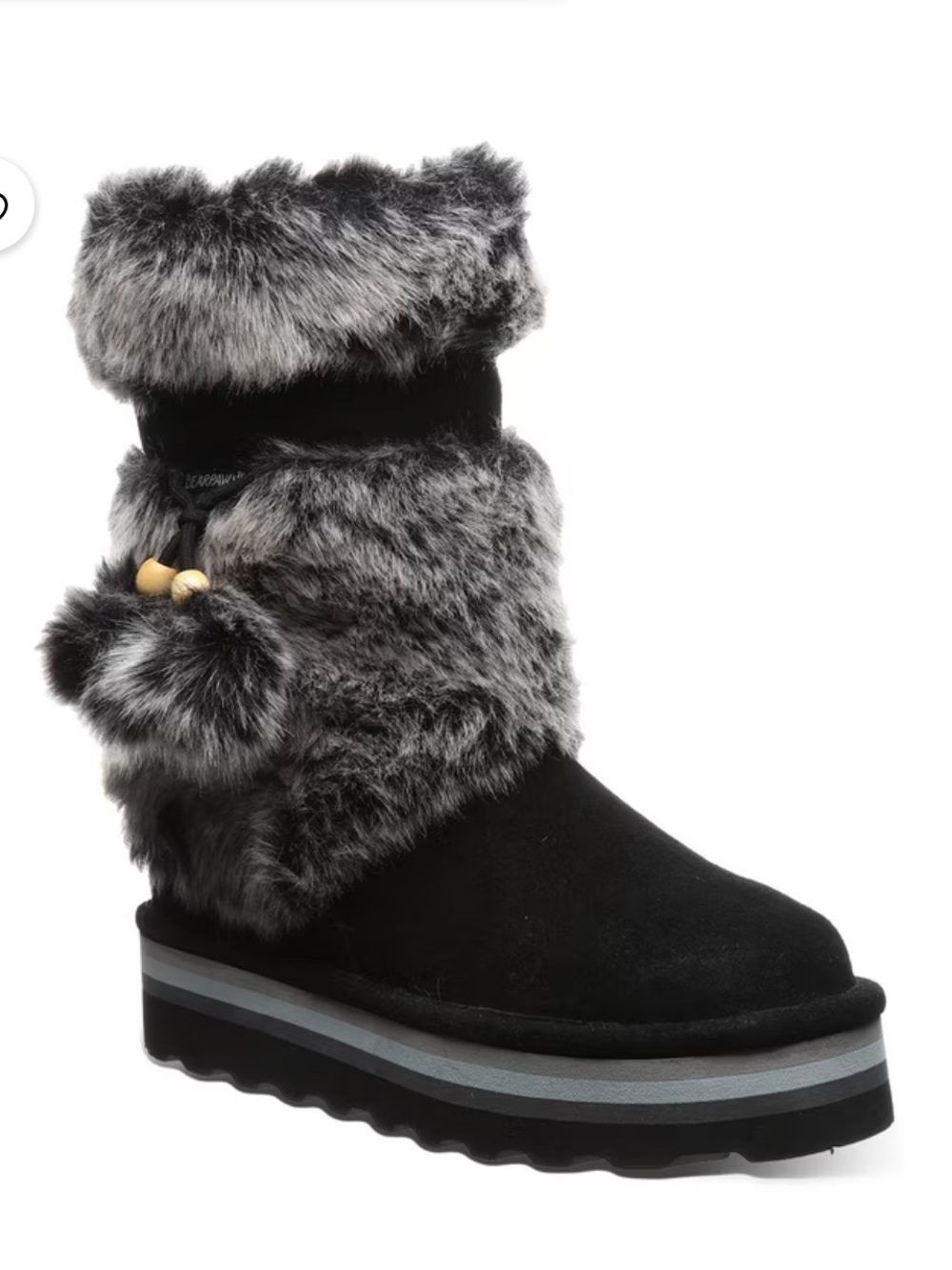 BEARPAW Women's Retro Tama Boots, Black & Gray. Women’s size 10 *like new*